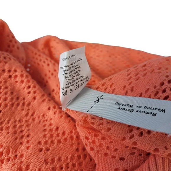 Madewell Coral Perforated Long Sleeve Top - Picture 3 of 7